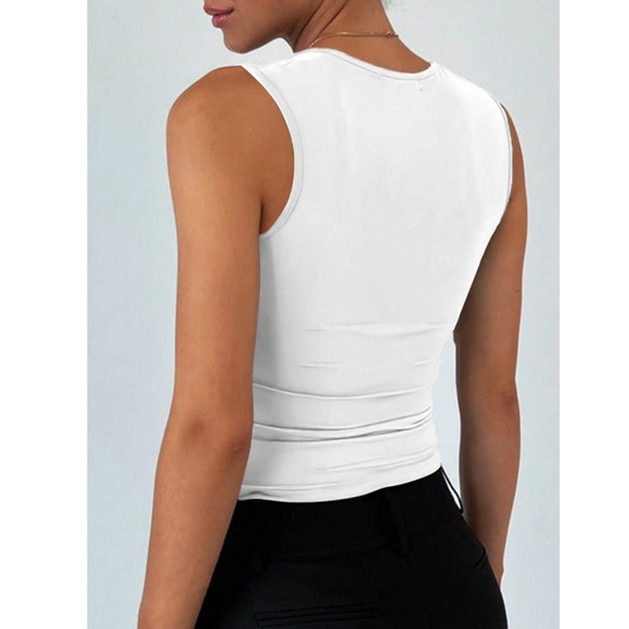 White Tank Top Cropped Stretchy - Picture 5 of 7